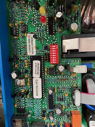 Photo of the inside showing the Multiplus serial numbers