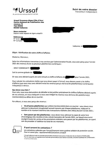 URSSAF Letter recto