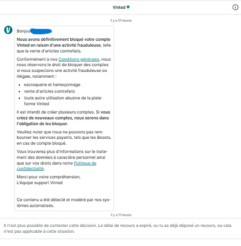Blurred blocking notification